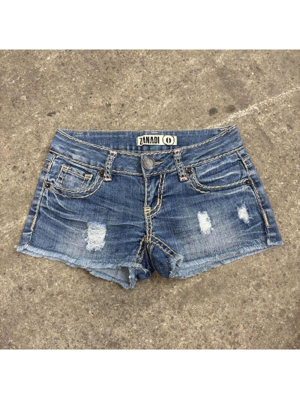Vintage Y2K Low Rise Denim Micro Shorts Zanadi